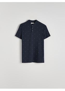 Reserved - Koszulka polo slim z niską stójką - granatowy ze sklepu Reserved w kategorii T-shirty męskie - zdjęcie 172146157