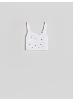 Reserved - Top z ozdobną aplikacją - biały ze sklepu Reserved w kategorii Bluzki damskie - zdjęcie 172146255