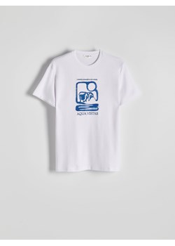 Reserved - T-shirt regular z nadrukiem - biały ze sklepu Reserved w kategorii T-shirty męskie - zdjęcie 172146259