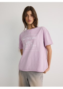 Reserved - T-shirt regular z nadrukiem - pastelowy róż ze sklepu Reserved w kategorii Bluzki damskie - zdjęcie 172146269