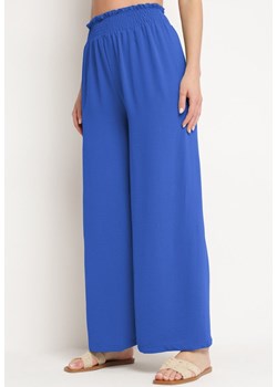 Granatowe Szerokie Spodnie z Gumką w Pasie Fiameta ze sklepu Born2be Odzież w kategorii Spodnie damskie - zdjęcie 172146749