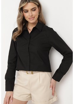 Czarna Bawełniana Koszula z Długim Rękawem i Guzikami Vlalora ze sklepu Born2be Odzież w kategorii Koszule damskie - zdjęcie 172147155