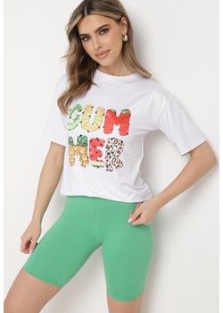 Zielono-Biały Komplet z T-shirtem i Szortami Typu Kolarki Tiimavee ze sklepu Born2be Odzież w kategorii Komplety i garnitury damskie - zdjęcie 172147215