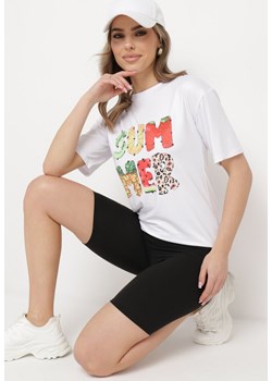 Czarno-Biały  Komplet  z T-shirtem i Szortami Typu Kolarki Tiimavee ze sklepu Born2be Odzież w kategorii Komplety i garnitury damskie - zdjęcie 172147229