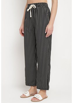 Czarne Spodnie w Geometryczny Print z Wysokim Stanem Lolla ze sklepu Born2be Odzież w kategorii Spodnie damskie - zdjęcie 172147498