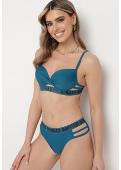 Ciemnoniebieskie Bikini Ozdobione Paseczkami i Napisami Zaralia ze sklepu Born2be Odzież w kategorii Stroje kąpielowe - zdjęcie 172147558