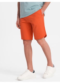 Męskie szorty dresowe z zaokrągloną nogawką - pomarańczowe V5 OM-SRSK-0105 ze sklepu ombre w kategorii Spodenki męskie - zdjęcie 172152175