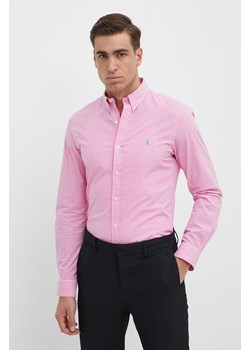 Polo Ralph Lauren koszula męska kolor różowy slim z kołnierzykiem button-down ze sklepu ANSWEAR.com w kategorii Koszule męskie - zdjęcie 172152686