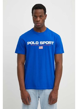 Polo Ralph Lauren t-shirt bawełniany męski kolor niebieski z nadrukiem 710750444 ze sklepu ANSWEAR.com w kategorii T-shirty męskie - zdjęcie 172152998