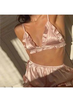 Satynowa piżama damska z topem - Różowy / S ze sklepu Lovita.pl w kategorii Piżamy damskie - zdjęcie 172153905