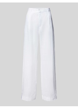 Spodnie lniane o kroju regular fit z zakładkami w pasie model ‘DENISE’ ze sklepu Peek&Cloppenburg  w kategorii Spodnie damskie - zdjęcie 172154906