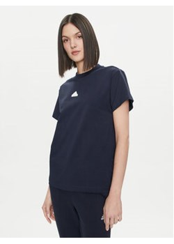 adidas T-Shirt Embroidered IS4289 Granatowy Regular Fit ze sklepu MODIVO w kategorii Bluzki damskie - zdjęcie 172157077
