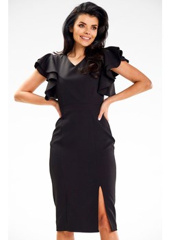 Dopasowana sukienka midi czarna A634, Kolor czarny, Rozmiar L, Awama ze sklepu Primodo w kategorii Sukienki - zdjęcie 172157096
