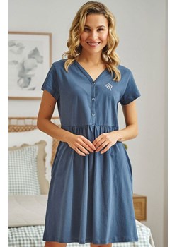 Doctor Nap koszula ciążowa z haftowaną koniczynką TCB.5336, Kolor niebieski, Rozmiar S, Doctor Nap ze sklepu Primodo w kategorii Koszule nocne - zdjęcie 172157147