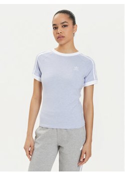 adidas T-Shirt 3-Stripes IR8108 Fioletowy Slim Fit ze sklepu MODIVO w kategorii Bluzki damskie - zdjęcie 172159198