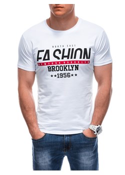 T-shirt męski z nadrukiem 1933S - biały ze sklepu Edoti w kategorii T-shirty męskie - zdjęcie 172160355
