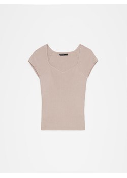 Mohito - Prążkowana beżowa bluzka - beżowy ze sklepu Mohito w kategorii Bluzki damskie - zdjęcie 172160648