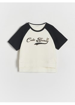 Reserved - T-shirt z nadrukiem - czarny ze sklepu Reserved w kategorii Bluzki dziewczęce - zdjęcie 172161297