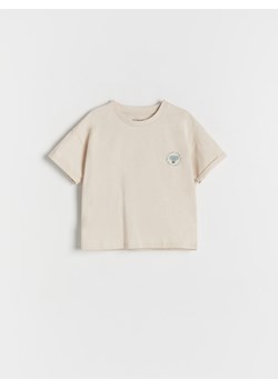 Reserved - Bawełniany t-shirt oversize - kremowy ze sklepu Reserved w kategorii T-shirty chłopięce - zdjęcie 172161377