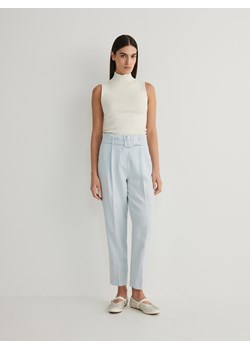 Reserved - Spodnie w kant z lnem - jasnoniebieski ze sklepu Reserved w kategorii Spodnie damskie - zdjęcie 172161425