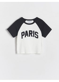 Reserved - Bawełniany t-shirt z haftem - czarny ze sklepu Reserved w kategorii Bluzki dziewczęce - zdjęcie 172161498
