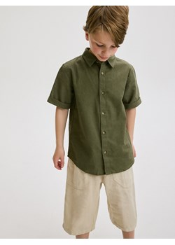 Reserved - Koszula z lnem - ciemnozielony ze sklepu Reserved w kategorii Koszule chłopięce - zdjęcie 172161638