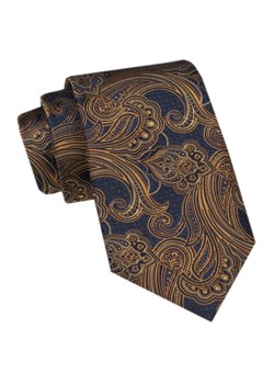 Modny Krawat Męski - Alties - Ciemnozłoty Wzór Orientalny KRALTS1093 ze sklepu JegoSzafa.pl w kategorii Krawaty - zdjęcie 172162907