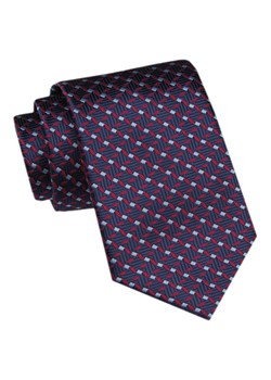 Modny Krawat Męski - Alties - Geometryczny Wzór, Granat z Czerwienią KRALTS1084 ze sklepu JegoSzafa.pl w kategorii Krawaty - zdjęcie 172162925
