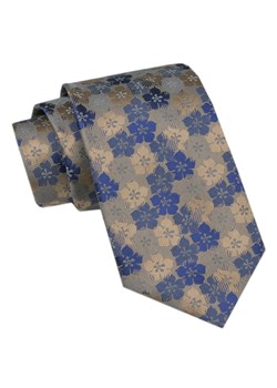 Modny Krawat Męski - Alties - Kwiaty w Odcieniach Niebieskiego i Beżu KRALTS1079 ze sklepu JegoSzafa.pl w kategorii Krawaty - zdjęcie 172162945