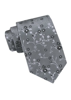 Modny Krawat Męski - Alties - Szary w Delikatne Kwiaty KRALTS1092 ze sklepu JegoSzafa.pl w kategorii Krawaty - zdjęcie 172162975