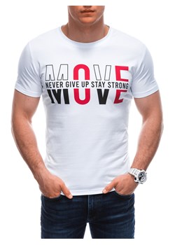 T-shirt męski z nadrukiem 1934S - biały ze sklepu Edoti w kategorii T-shirty męskie - zdjęcie 172163366
