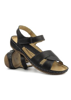 Skórzane sandały damskie Helios Komfort 246, czarne ze sklepu ulubioneobuwie w kategorii Sandały damskie - zdjęcie 172163929