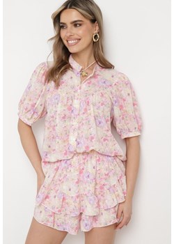 Fioletowa Koszula z Bufiastymi Rękawami Zapinana na Guziki Efiove ze sklepu Born2be Odzież w kategorii Koszule damskie - zdjęcie 172164168