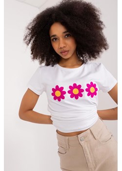T-Shirt Z Aplikacją W Kwiaty biały ze sklepu 5.10.15 w kategorii Bluzki damskie - zdjęcie 172164695