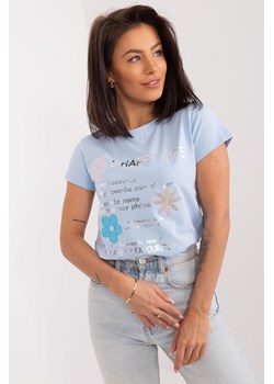 Bawełniany T-Shirt Z Napisami jasny niebieski ze sklepu 5.10.15 w kategorii Bluzki damskie - zdjęcie 172164716