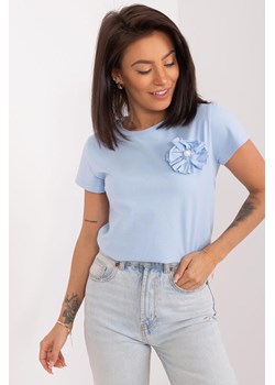 Casualowy T-Shirt Z Kwiatem jasny niebieski ze sklepu 5.10.15 w kategorii Bluzki damskie - zdjęcie 172164725