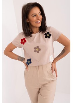 T-Shirt W Kwiaty beżowy ze sklepu 5.10.15 w kategorii Bluzki damskie - zdjęcie 172164728