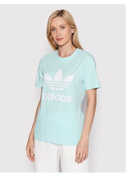 adidas T-Shirt adicolor Classics Trefoil HK9638 Błękitny Regular Fit ze sklepu MODIVO w kategorii Bluzki damskie - zdjęcie 172166666