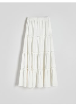 Reserved - Spódnica maxi z falbanami - biały ze sklepu Reserved w kategorii Spódnice - zdjęcie 172167739