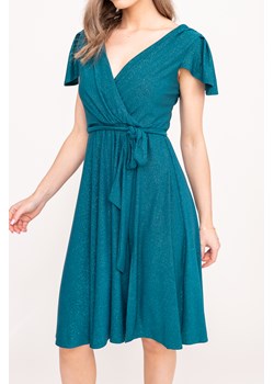 Butelkowozielona Sukienka brokatowa GENVELI ze sklepu TONO w kategorii Sukienki - zdjęcie 172168065
