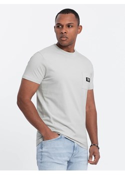 Casualowy t-shirt męski z naszytą kieszonką - bladozielony V2 OM-TSCT-0109 ze sklepu ombre w kategorii T-shirty męskie - zdjęcie 172172605