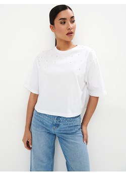 Mohito - Bawełniany t-shirt - biały ze sklepu Mohito w kategorii Bluzki damskie - zdjęcie 172173068
