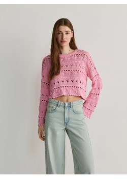 Reserved - Sweter z ażurowym splotem - fioletowy ze sklepu Reserved w kategorii Swetry damskie - zdjęcie 172173769