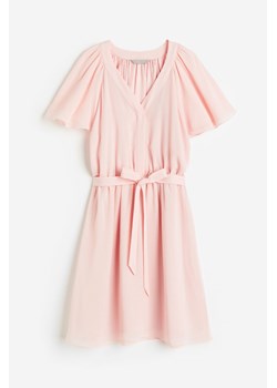 H & M - Szyfonowa sukienka z dekoltem w serek - Różowy ze sklepu H&M w kategorii Sukienki - zdjęcie 172174416
