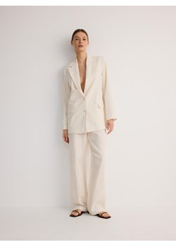Reserved - Szerokie spodnie z bawełny - beżowy ze sklepu Reserved w kategorii Spodnie damskie - zdjęcie 172175899