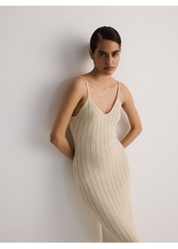 Reserved - Dzianinowa sukienka z lnem - kremowy ze sklepu Reserved w kategorii Sukienki - zdjęcie 172176125