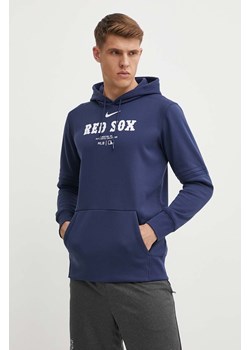 Nike bluza Boston Red Sox męska kolor granatowy z kapturem z nadrukiem ze sklepu ANSWEAR.com w kategorii Bluzy męskie - zdjęcie 172180987