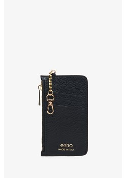 Estro: Poręczny czarny portfel damski z włoskiej skóry naturalnej ze sklepu Estro w kategorii Portfele damskie - zdjęcie 172181825