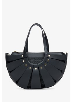 Estro: Czarna torebka damska typu koszyk z włoskiej skóry naturalnej ze sklepu Estro w kategorii Torby Shopper bag - zdjęcie 172181847