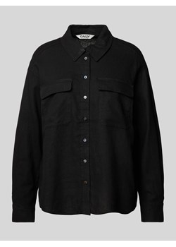 Bluzka lniana o kroju oversized z kieszeniami z patką na piersi model ‘CARO’ ze sklepu Peek&Cloppenburg  w kategorii Koszule damskie - zdjęcie 172183367